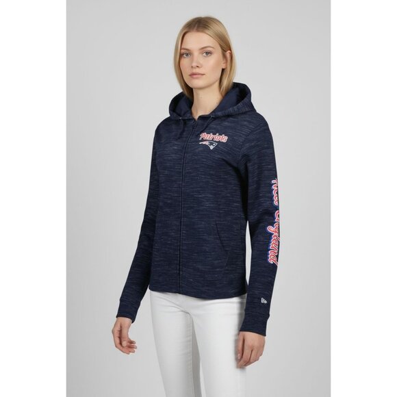 New England Patriots Team Apparel Tops - Women's New England Patriots Reverse Full-Zip Hoodie Navy Small New with Tag